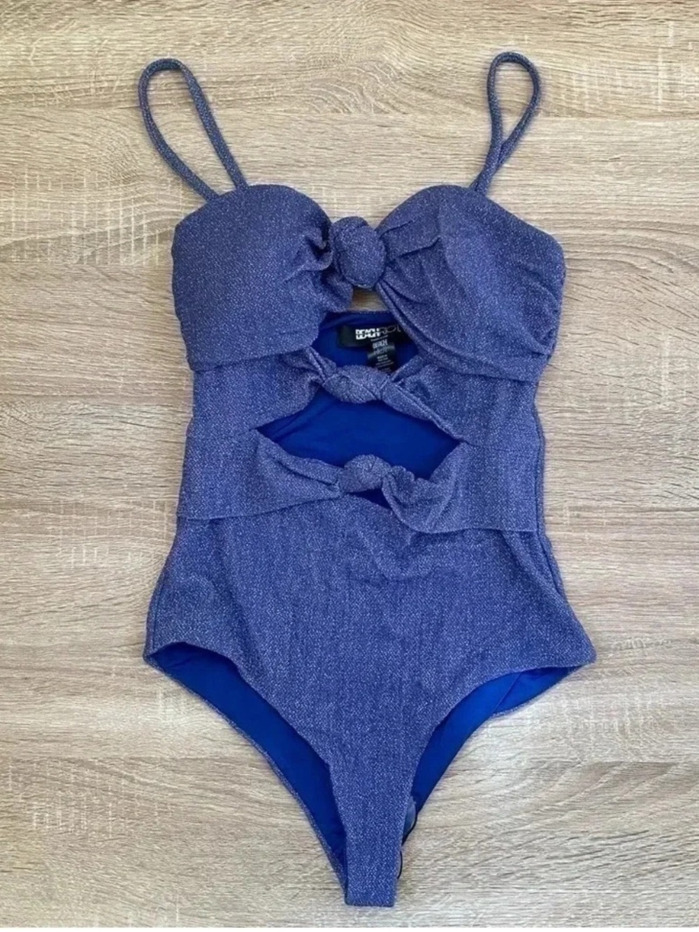 New Beach Riot Karla One Piece Swimsuit Shimmer Blue Small